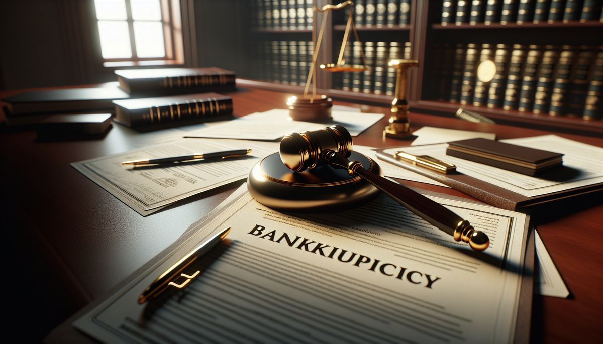 Bankruptcy documents and gavel on a desk representing bankruptcy as a last resort in the UK