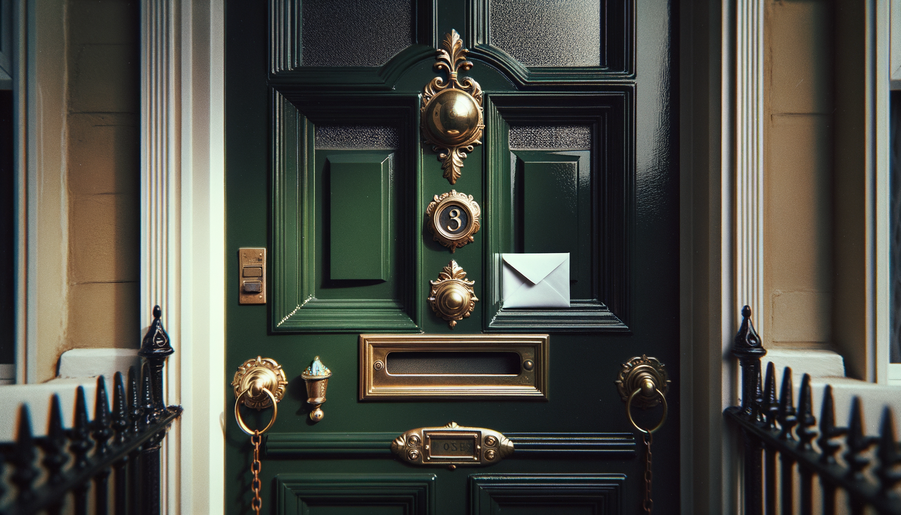Bailiffs force entry council tax - locked British front door with letterbox