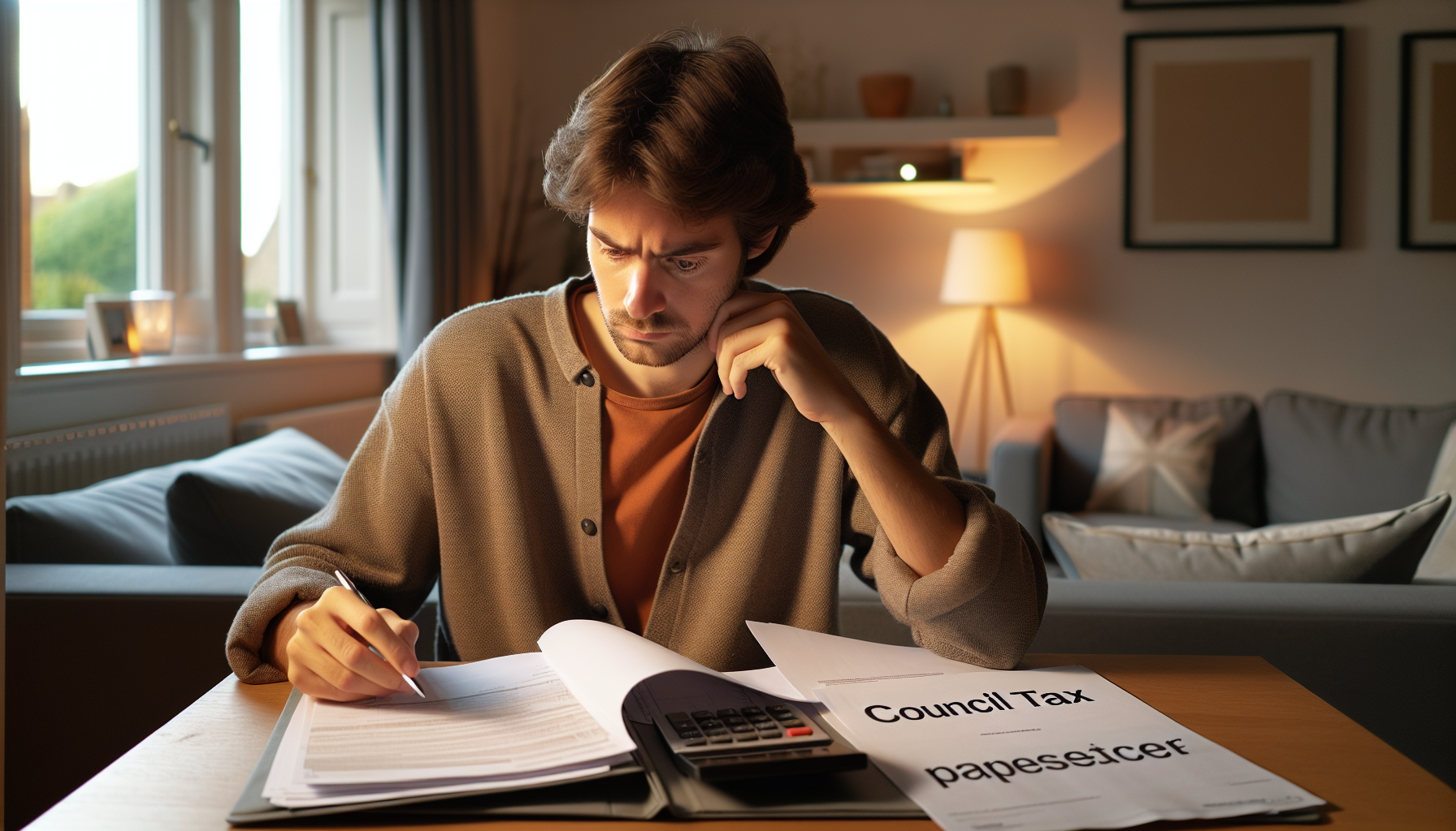 Person reviewing council tax arrears paperwork at home in Birmingham
