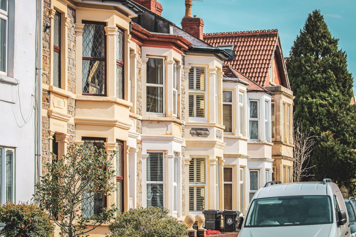 Row of terraced houses in Bristol, England, representing homes affected by council tax arrears