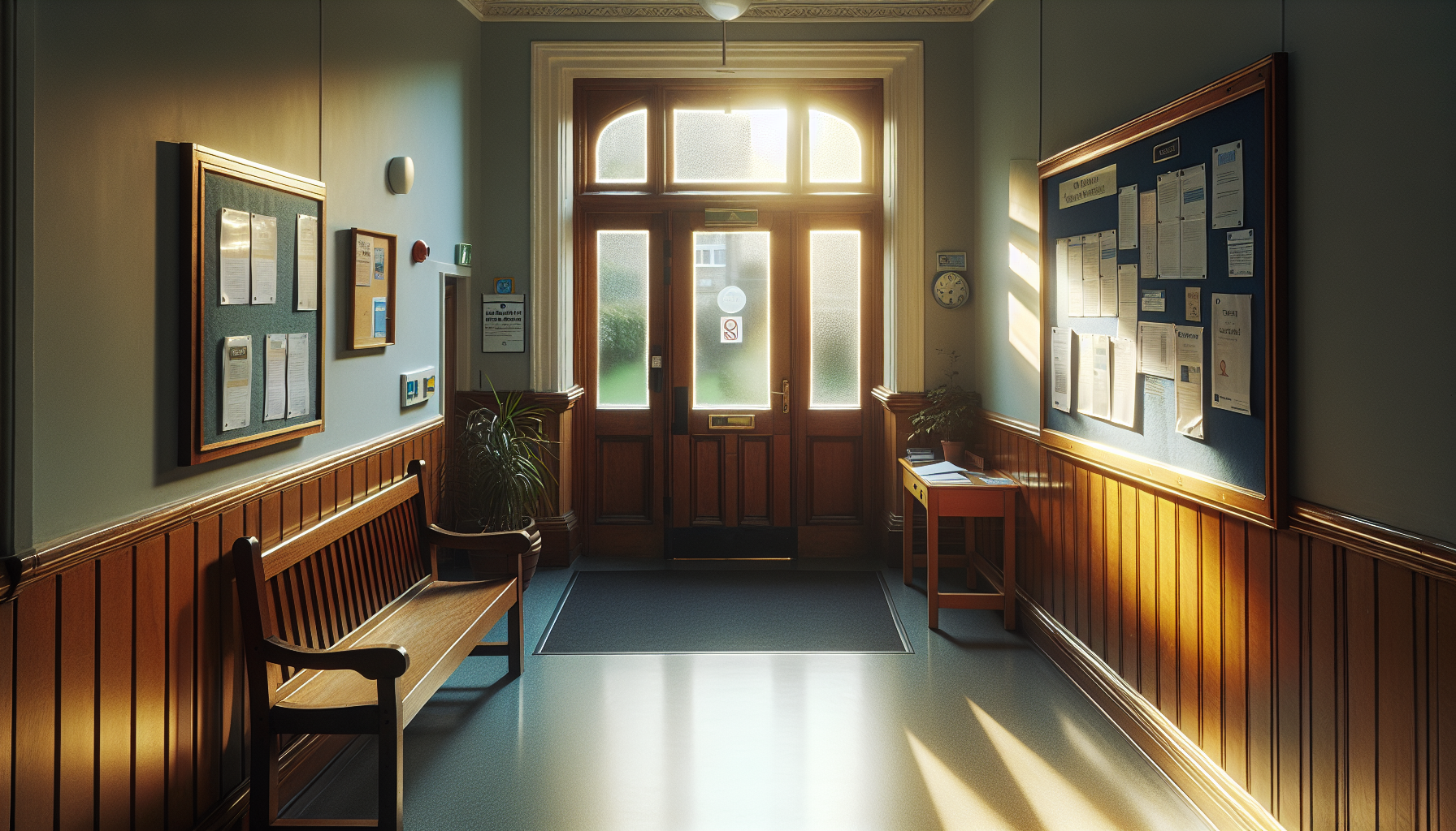 Council tax debt help - town hall corridor with advice leaflets