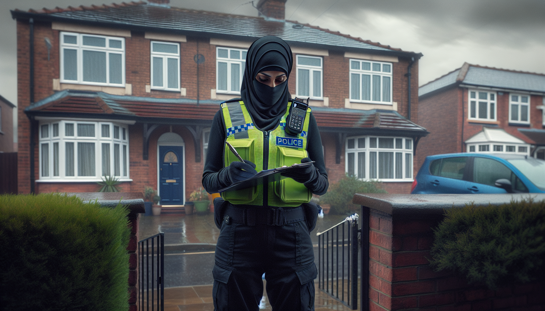 Council tax enforcement officer visiting a residential property in England