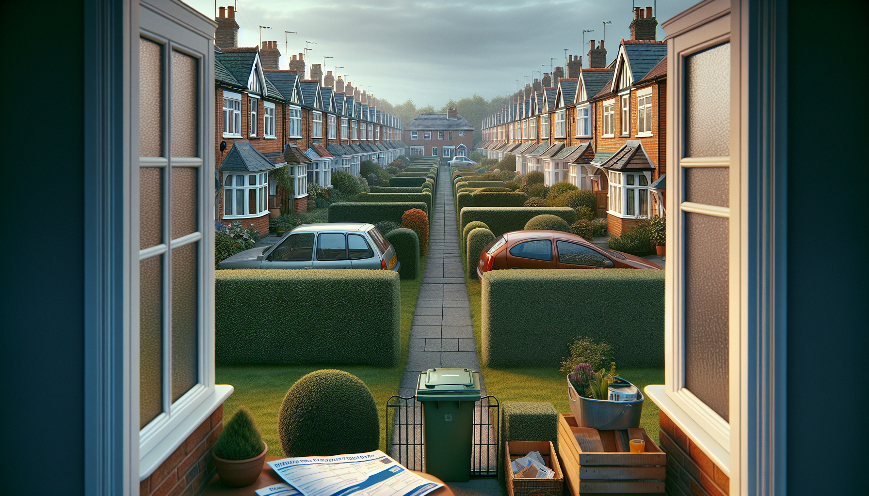 British suburban street showing different value homes illustrating regressive council tax