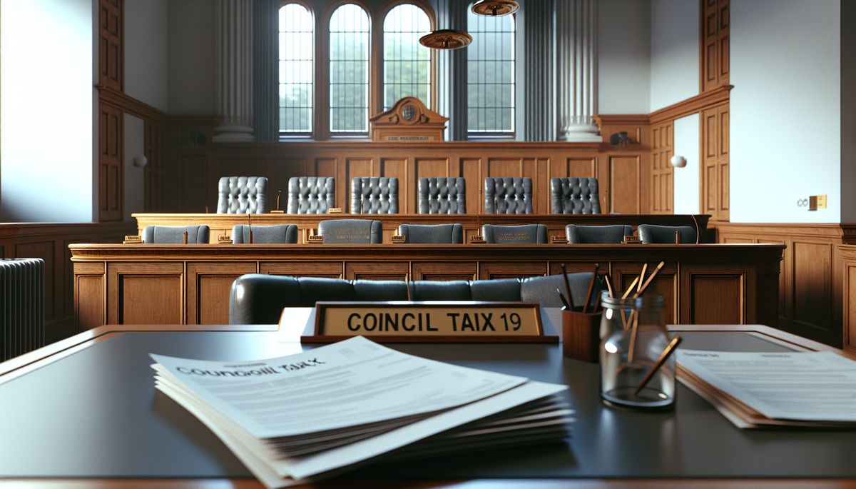 Council chamber with missed council tax payment reminder letters on desk