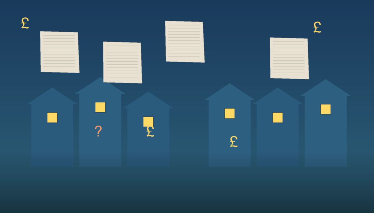 Housing debt in the UK - documents and mortgage papers on a desk