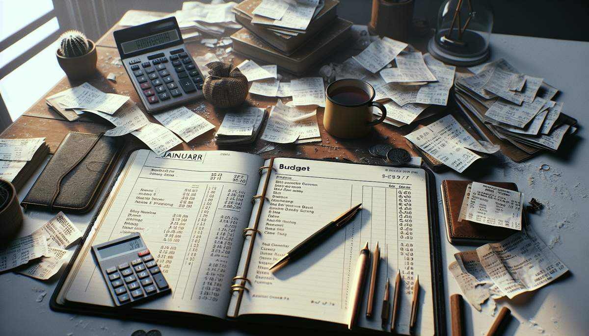 Post-Christmas money management - budgeting notes and calculator on a desk