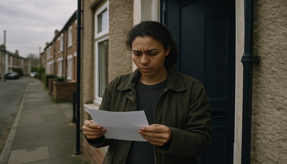 A person looking worried at their front door, representing the stress of council tax bailiff enforcement and the importance of knowing your rights in 2026.
