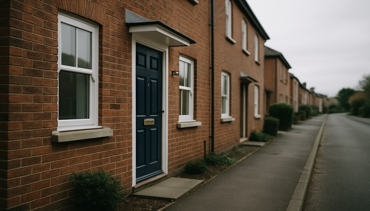 A front door of a UK residential property with an empty letterbox, representing council tax exemptions for unoccupied or qualifying properties in 2026.